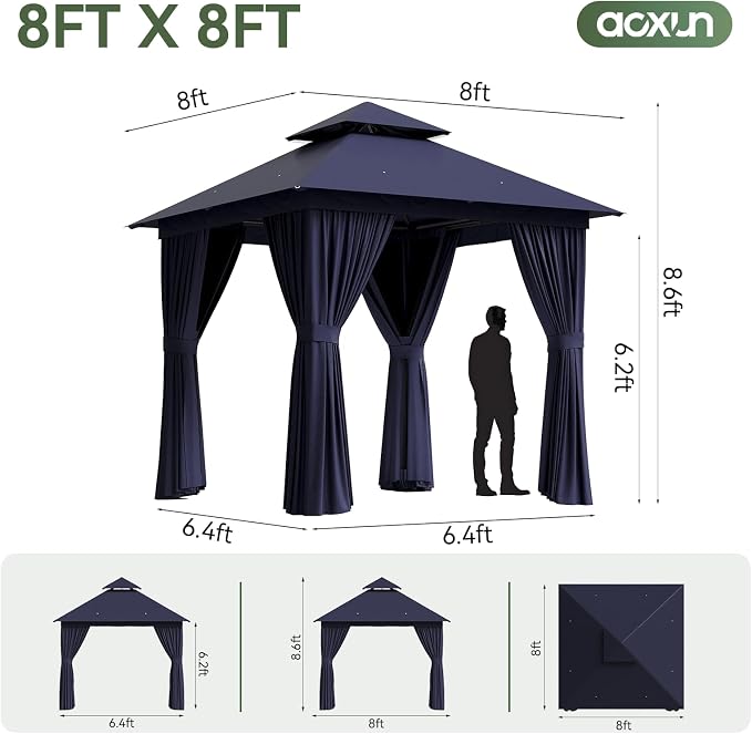 Aoxun 8x8FT Metal Frame Outdoor Gazebo - Image 2