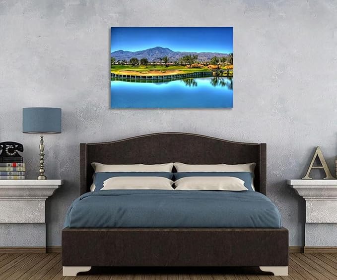Augusta National Golf Course Wall Art for Living Room Bedroom Bathroom Home Decorations USA Georgia Golf Course Picture Poster Framed Artwork Canvas Prints Ready to Hang(24''H x 36''W)