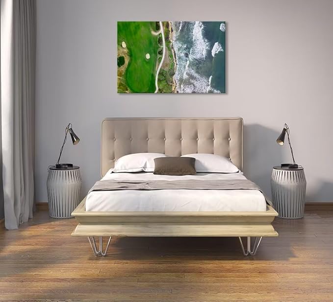 Half Moon Bay Golf Links in San Francisco California Wall Art for Office Living Room Bedroom Bathroom Wall Decor Golf Picture Poster Framed Artwork Canvas Prints Ready to Hang(12''H x 16''W)