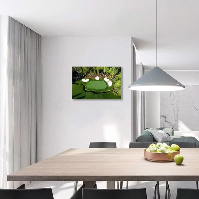chenchenArt Augusta Golf Course Wall Art for Living Room Bedroom Bathroom Home Decorations Augusta National Golf Course Canvas Prints Modern Artwork Framed Ready to Hang(12''H x 16''W)
