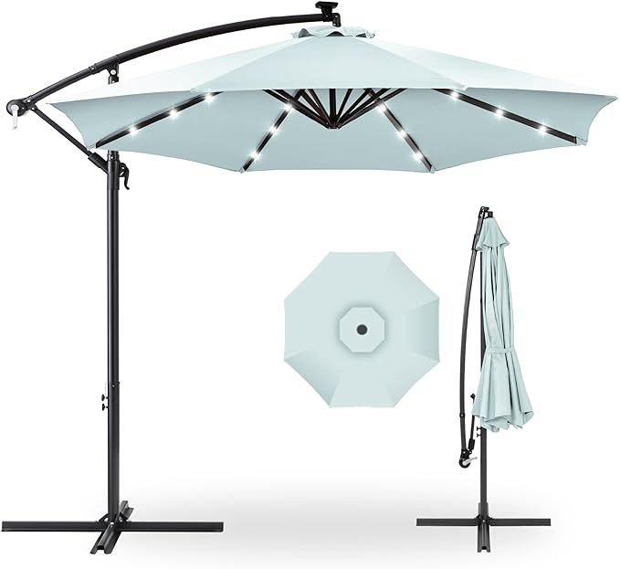 Best Choice Products 10ft Solar LED Offset Cantilever Hanging Market Patio by Unknown