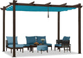 PURPLE LEAF Pergola 10' X 12' Aluminum Retractable Canopy, Turquoise Blue | UV by PURPLELEAF