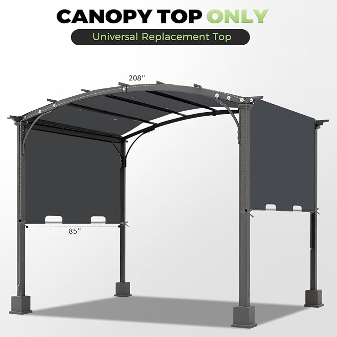 85x208 in Pergola Shade Cover for L-PG080PST Pergola | Cover Only, Light Gray - Image 2