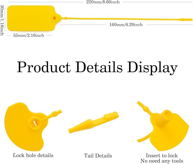 50pcs Luggage Tags Plastic Seals Shipping Label Logistics Sign Tie Bag Tag, Sealing Storage Multi Purpose Name ID Tag with Marker for Suitcases, Backpack, Schoolbag, Car Key (Yellow)