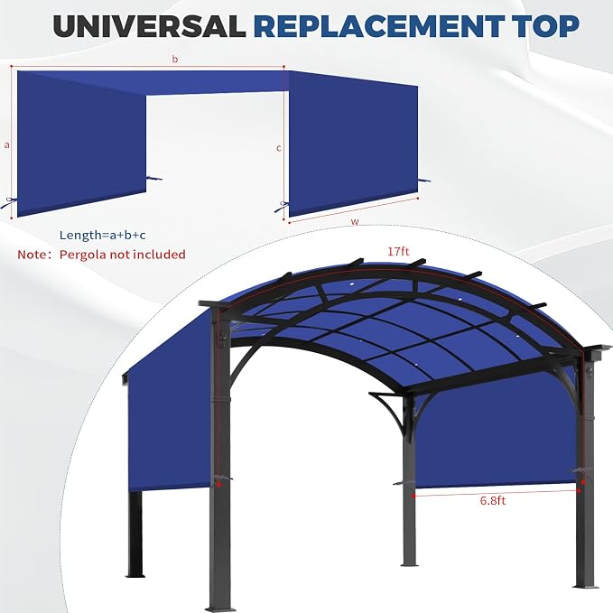 17' x 6.8' Waterproof Pergola Canopy Replacement Cover, Waterproof Polyester - Image 3