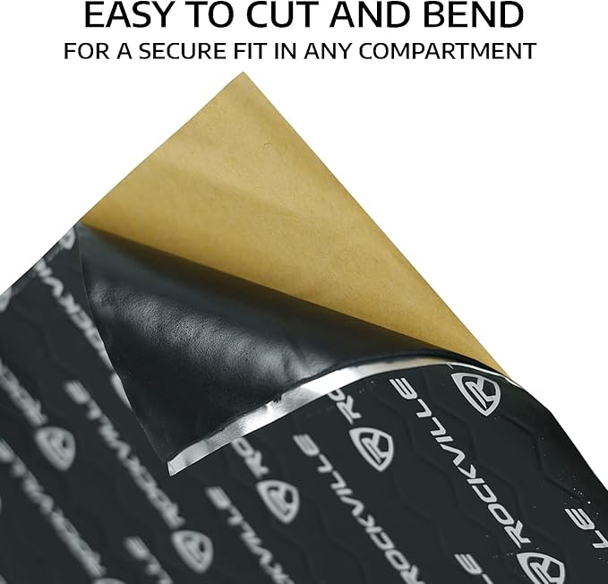 Rockville RockMat 50-25 50 Sq Ft Butyl Sound Deadening Mat 2.5MM 100 Mil, Aluminum Foil Backing, Heavy Duty Vibration and Noise Damping for Car Truck Van RV Marine and SPL Audio Installations