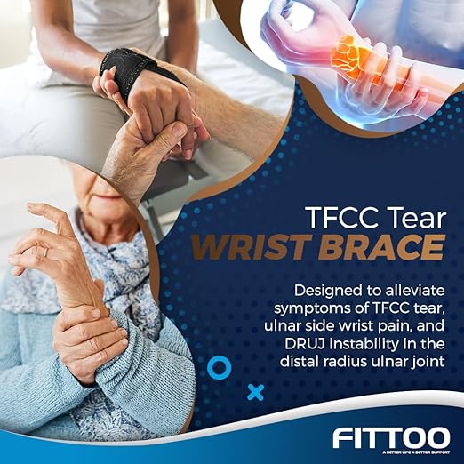 FITTOO Wrist Brace for TFCC Tears, Real Copper Infused TFCC Wrist Brace with Ring Pad for TFCC Tears, Ulnar Sided Wrist Pain, DRUJ Instability, Universal Size for Men & Women Left-M