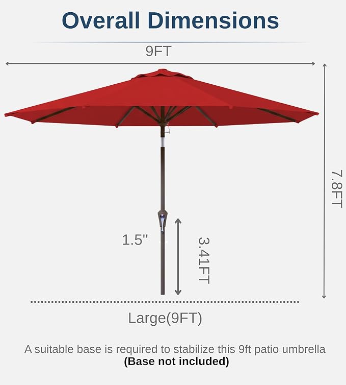 9FT Auto-Tilt Patio Umbrella|Outdoor Market Table Umbrella - Image 7