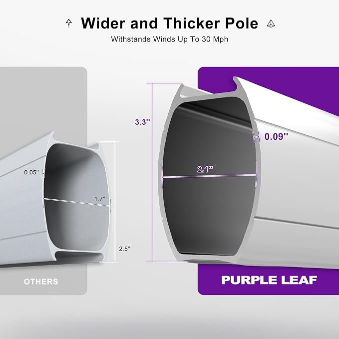 PURPLE LEAF Cantilever Umbrella 11'X11' Double Top Solar LED Light, Stays bright - Image 5