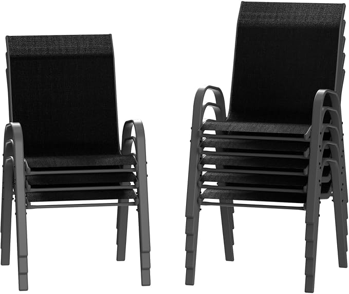 Amopatio Patio Chairs Set of 8, Outdoor Stackable Dining Chairs by Amopatio