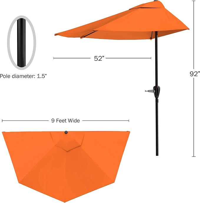 Pure Garden Half Round Patio Umbrella - Image 3