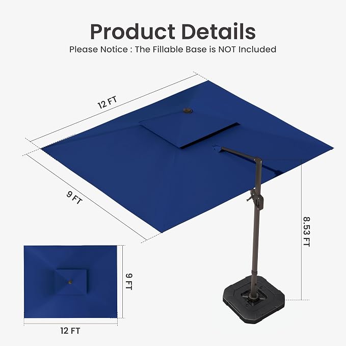 9x12 FT Outdoor Cantilever Patio Umbrella - Image 8