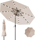 9FT Patio Umbrella with Solar Lights, Outdoor Market Umbrella with Tilt and by YourPerfectOutdoorEscape