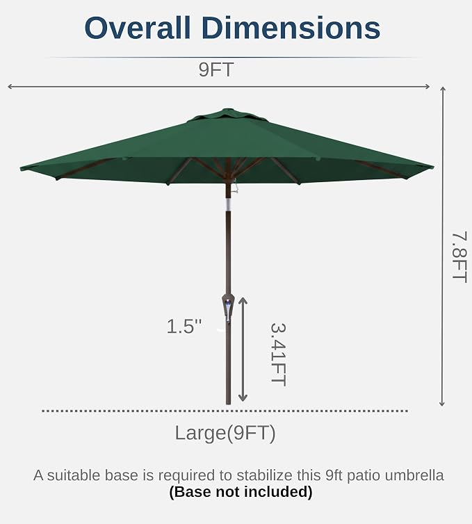 9FT Auto-Tilt Patio Umbrella|Outdoor Market Table Umbrella - Image 7