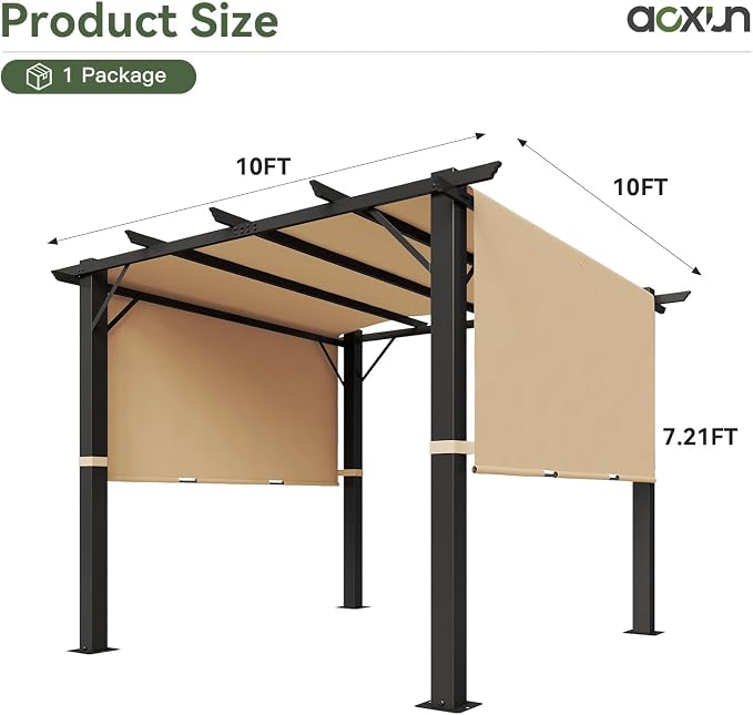 Aoxun 10'x10' Outdoor Retractable Pergola - Image 7