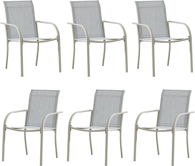 Outdoor Dining Chairs Set of 6, Stackable Patio Chairs by Seekverse
