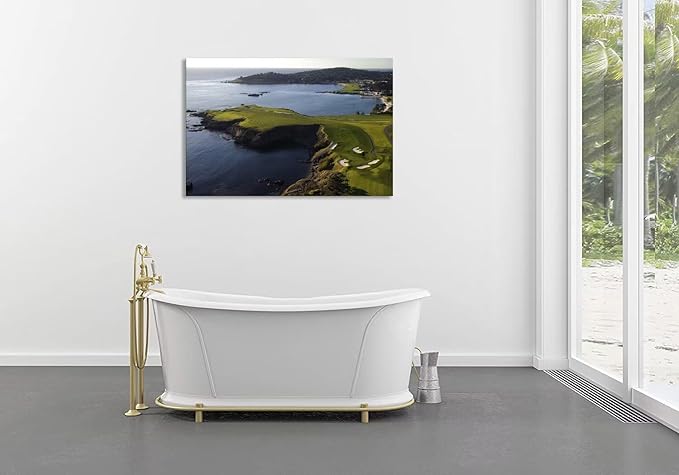 Pebble Beach Golf Course Wall Art Pictures - Pebble Beach Wall Art for Living Room Bedroom Bathroom Home Decorations Framed Artwork Canvas Prints Ready to Hang(12''H x 16''W)
