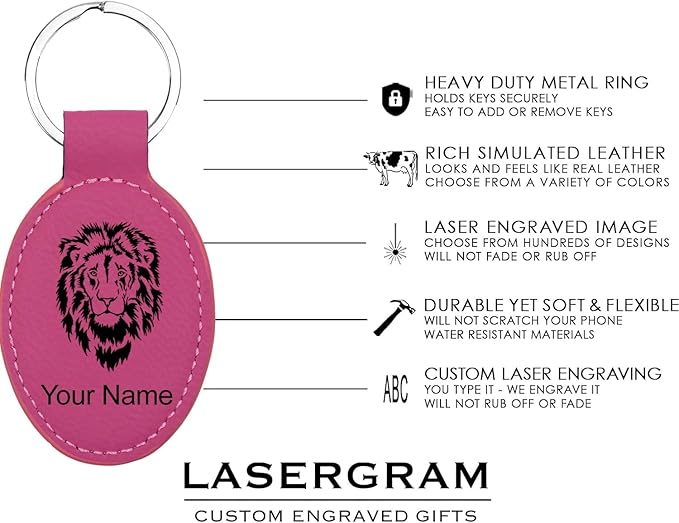 LaserGram Oval Keychain, Disc Golf, Personalized Engraving Included