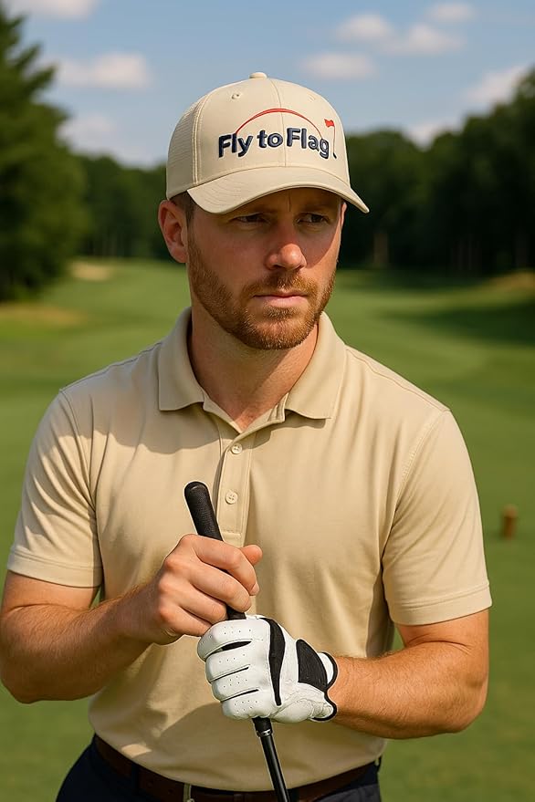 Premium Beige Golf Cap, 3D Embroidered Logo, one Size fits All, Absorbent Band.