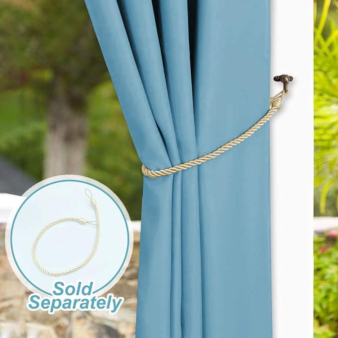 NICETOWN Outdoor Curtain for Patio Waterproof, 1 Panel, W52 x L84, Teal Blue - Image 6
