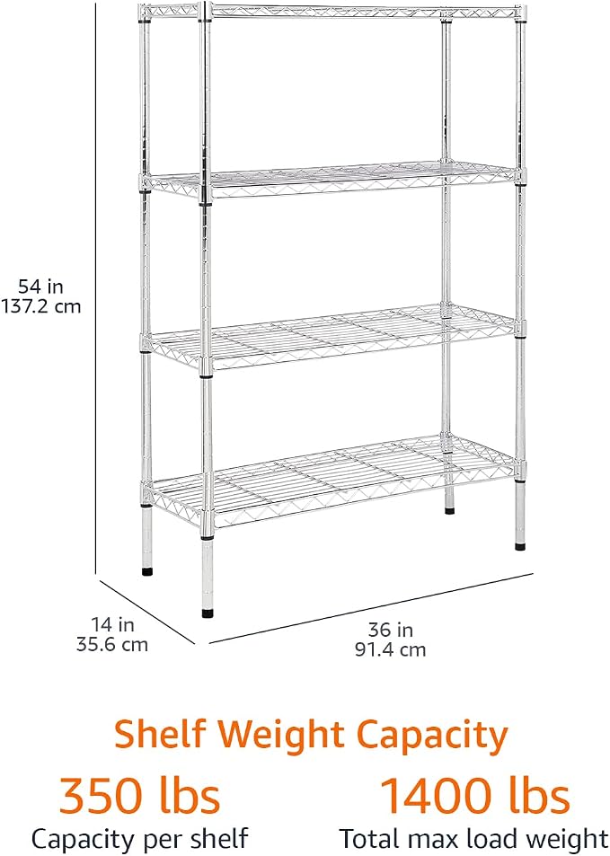 Amazon Basics 4-Shelf Adjustable Heavy Duty Steel Wire Rack Storage Shelving - Image 3