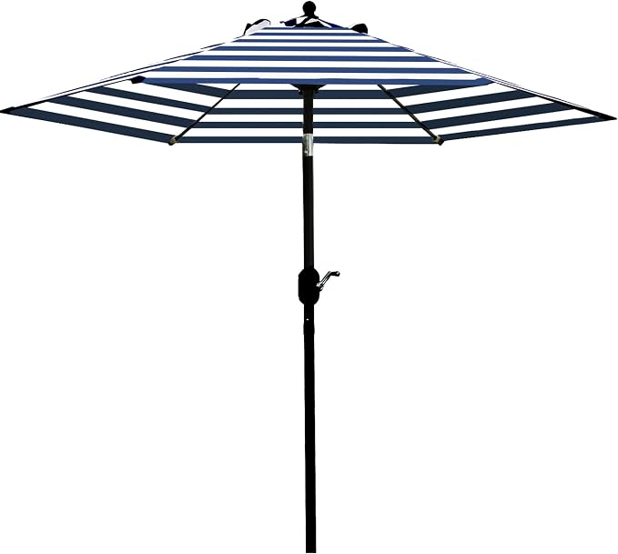 Sunnyglade 7.5' Patio Umbrella Outdoor Tilt Umbrella Blue/White Stripe | Market by Sunnyglade