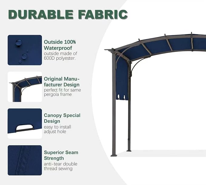 85" x 208" Universal Pergola Replacement Canopy Cover | Waterproof Shade Top - Image 3