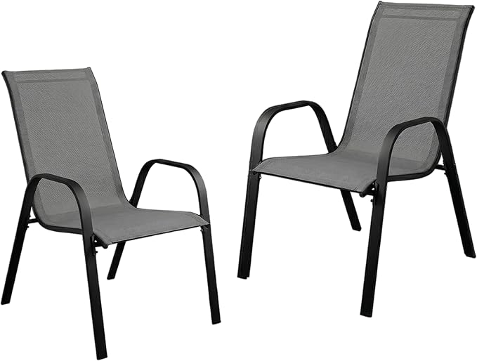 Stackable Patio Chairs Set of 1/2/4, Heavy Duty Metal Frame & Teslin Fabric - Image 9