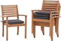 Stackable Patio Dining Chairs Set of 4, Dark Grey | Outdoor Acacia Wood Chairs by OCOrange-Casual