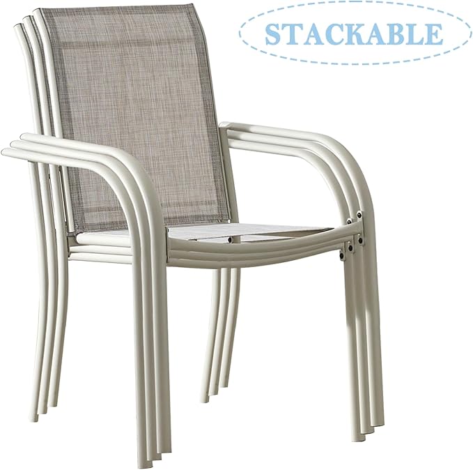 Stackable Patio Chairs Set of 2, Outdoor Dining Chairs - Image 4