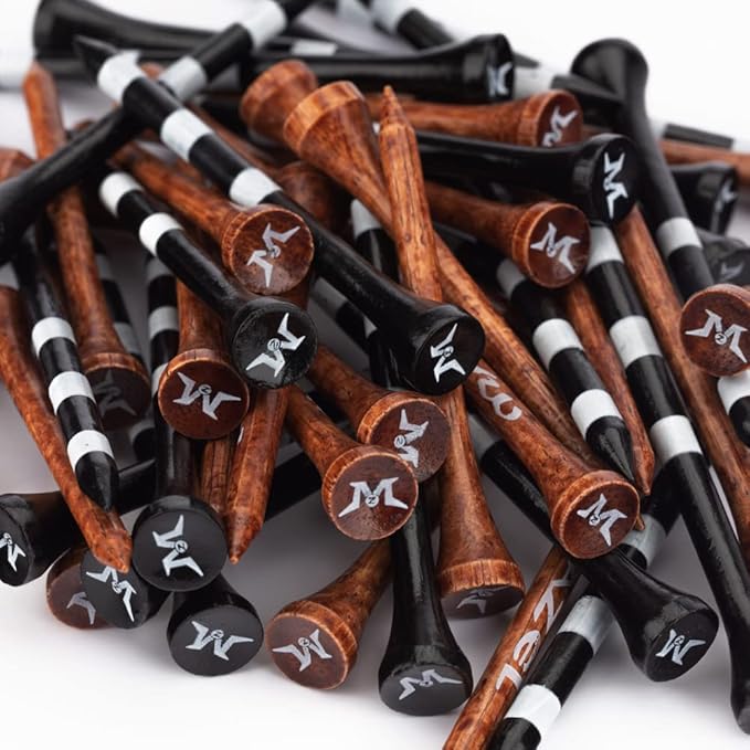 MAZEL Natural Wood/Bamboo Golf Tees 2 3/4 Inch & 3 1/4 Inch,Pack 50 or 120,Reduce Friction & Side Spin,More Stable Golf Tees