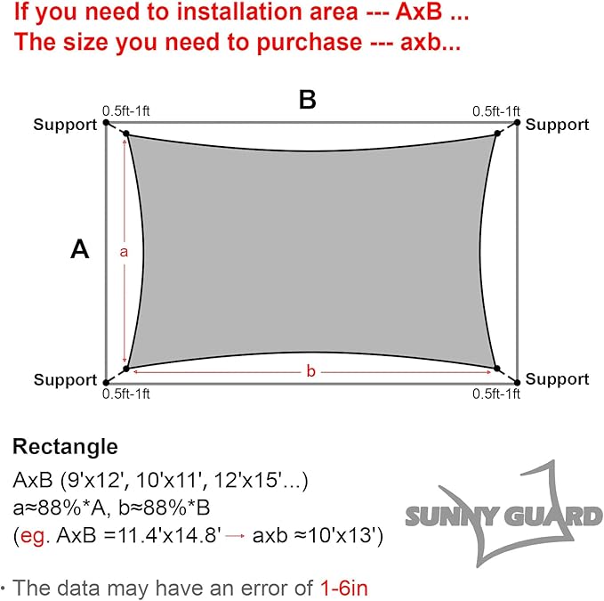 SUNNY GUARD Custom Size 9'x12' Butter Cream Sun Shade Sail Rectangle UV Block - Image 2