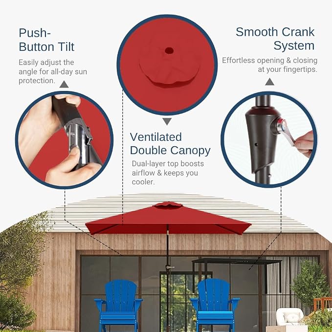 6.5' x 10' Rectangular Patio Umbrella Large Outdoor Market Umbrella w/UV - Image 3