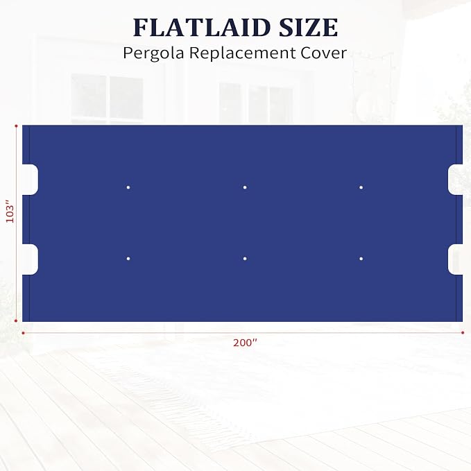 slashome 200" x 103" Pergola Replacement Canopy, Fits L-PG152PST-B, UV Resistant - Image 3