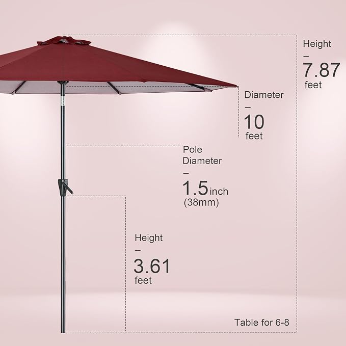 Tempera Patio Market Outdoor Table Umbrella - Image 7