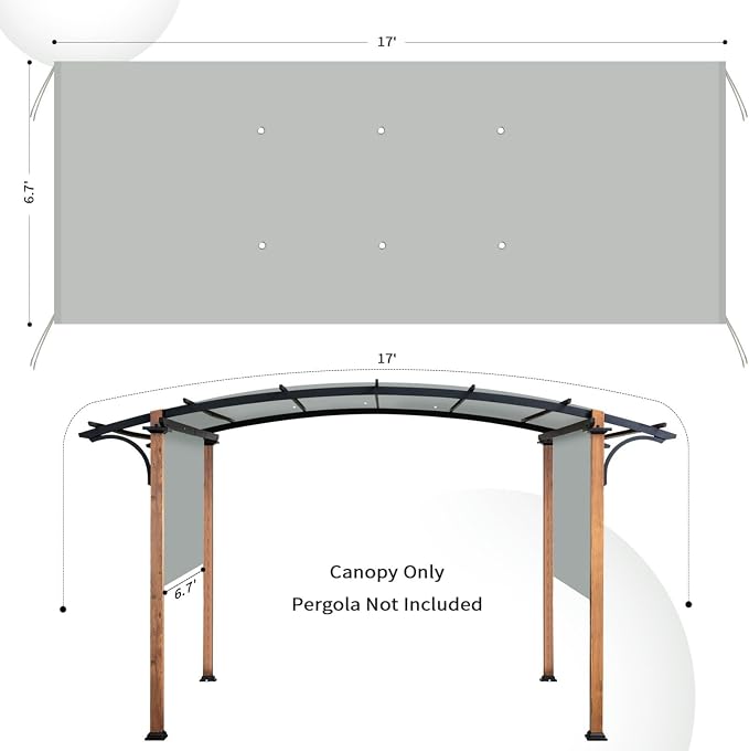 Pergola Shade Cover Replacement, 17 x 6.8 Ft, Adjustable Sliding Design - Image 2