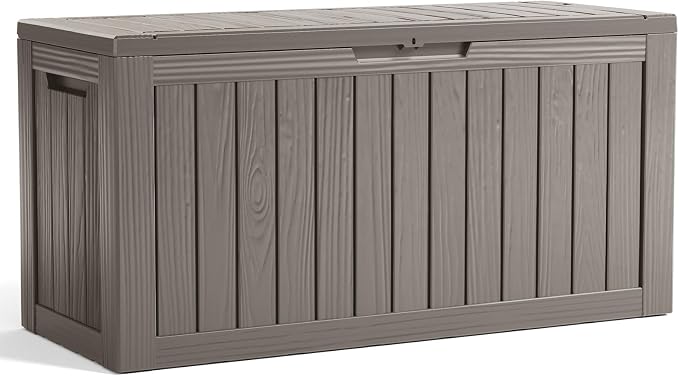 PatioZen 90 Gallon Resin Deck Box, Lockable Patio Outdoor Storage Box - Image 7