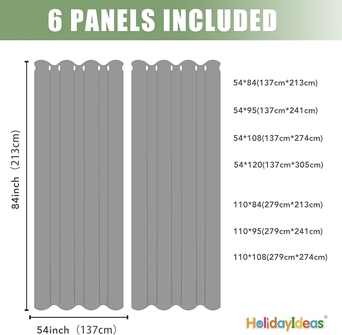 HolidayIdeas Outdoor Curtains for Patio Waterproof 6 Pcs 54x95 Inch Navy | - Image 7