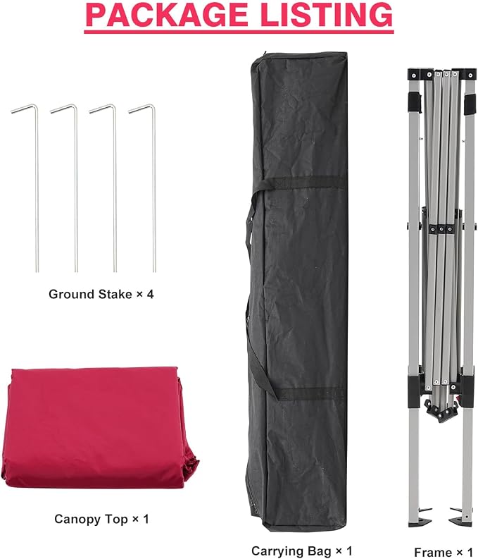 10x10FT Slant Leg Pop Up Canopy Tent, Portable Outdoor Shelter | 10x10FT Base - Image 6
