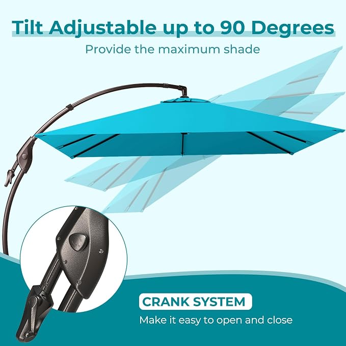 Grand patio 10x10 FT Sunbrella Cantilever Square Umbrella - Image 5