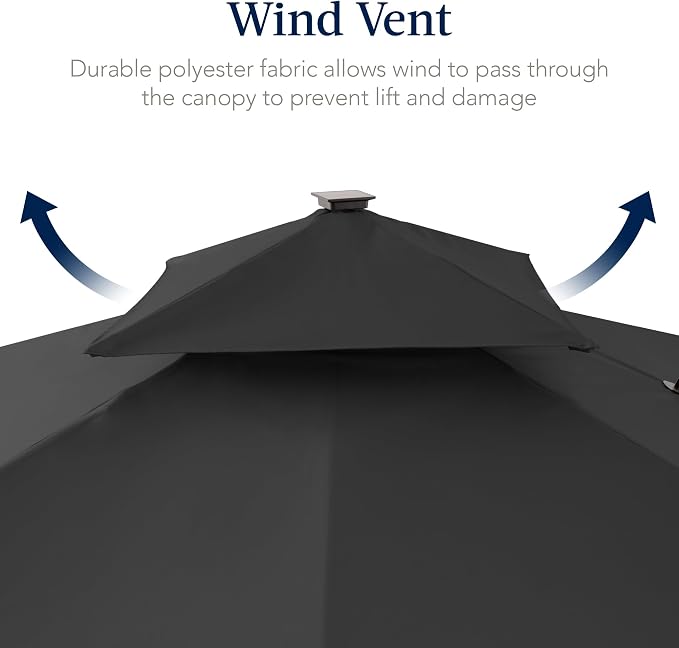 Best Choice Products 9x12ft LED Cantilever Patio Umbrella w/Base Included & - Image 7