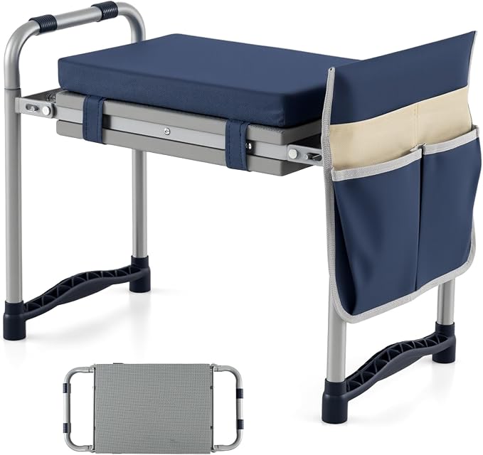2-in-1 Garden Kneeler and Seat, Folding Garden Seat w/EVA Foam Kneeling Pad & by OFFICEJOY