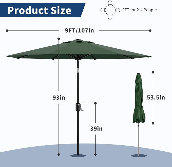 9FT Patio Umbrella Outdoor - Image 4