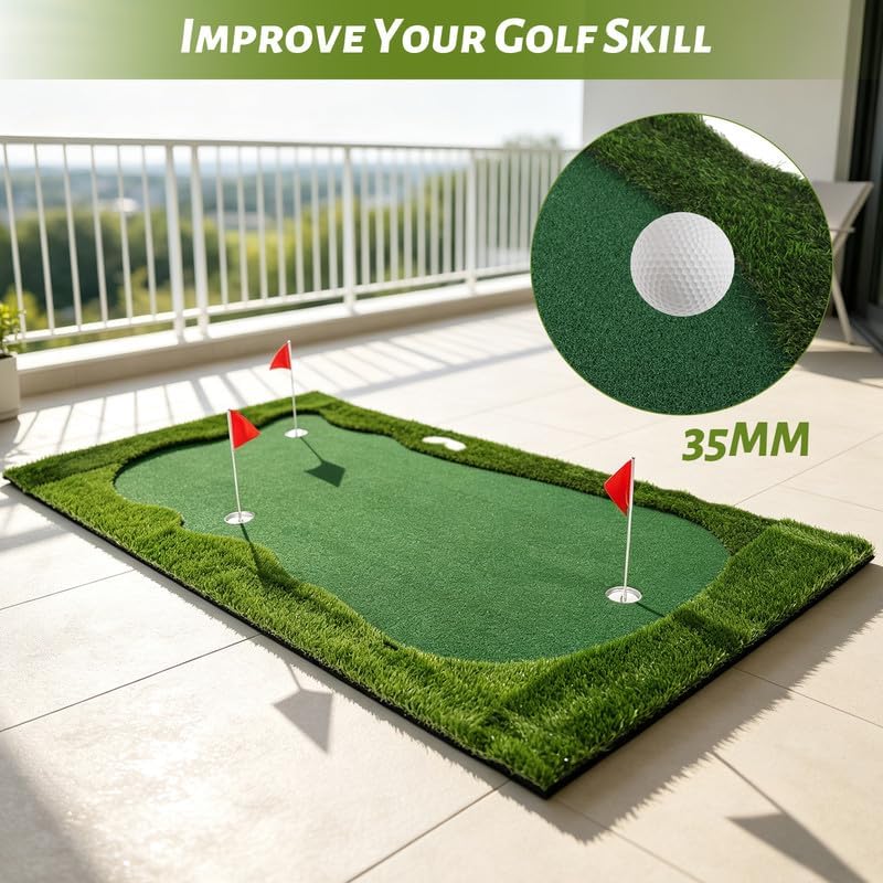 Golf Practice Mat–Indoor/Outdoor Putting Green & Hitting, 5x5/5x10/5x12 ft - Image 5