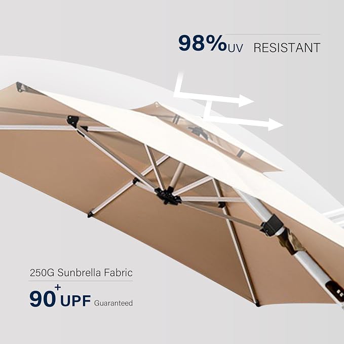 Patio Umbrella, Rectangle Outdoor Cantilever Umbrella, Aluminum Offset Umbrella - Image 8