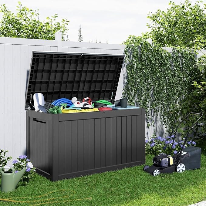 PatioZen 230 Gallon Resin Deck Box, Lockable Patio Outdoor Storage Box - Image 6
