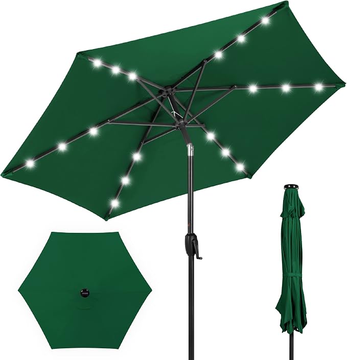 Best Choice Products 7.5ft Solar Umbrella LED Lighted Patio Umbrella, Table by Unknown