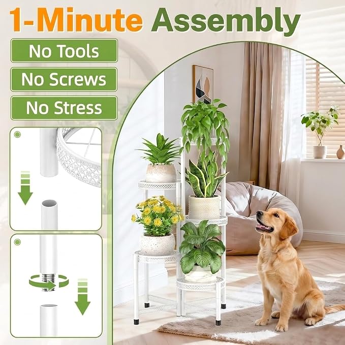 iDavosic.ly Plant Stand Indoor Outdoor, 5 Tier Iron Corner Shelf, Folding Multi - Image 2