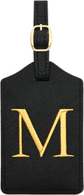 Luggage Tag PU Leather for Suitcase Baggage Handbag Travel Bag Label Suitcase Tag Label Tag w. Name Card & Privacy Cover (M)