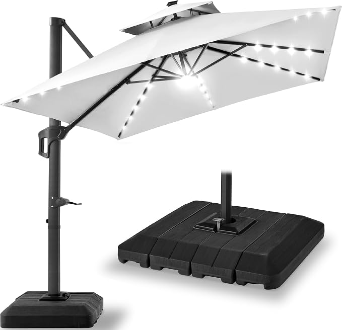 Best Choice Products 12x12ft LED Cantilever Patio Umbrella w/Base Included & by Unknown
